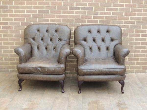 Image 7 of Pair of Cockburn Armchairs + Footstool (UK Delivery)