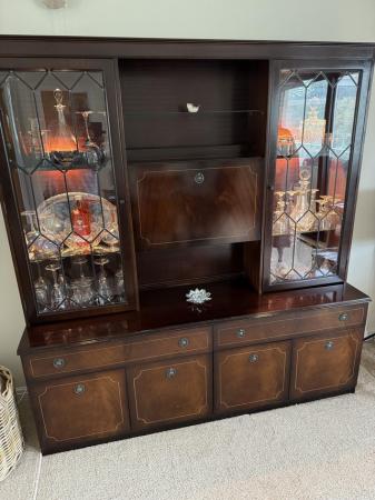 Image 1 of Wall unit in dark wood with illumination