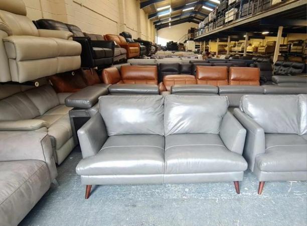 Image 8 of Ex-display Angelo grey leather 3+2 seater sofas
