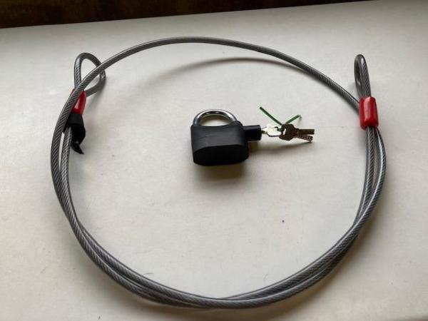 Image 1 of PVC coated heavy duty cable and alarmed padlock with keys