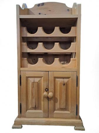 Image 3 of Pine wine rack with cupboard.