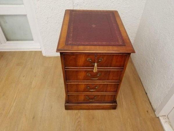 Image 8 of Beautiful ox blood leather and mahogany desk with cabinet.