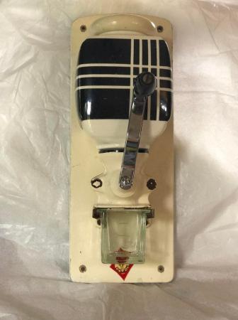 Image 1 of Vintage Art Deco check pattern ceramic coffee grinder, PeDe