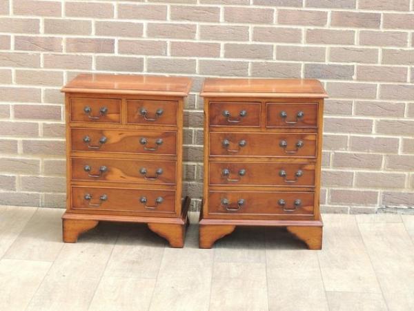 Image 1 of Pair of Burr Bedside Tables (UK Delivery)