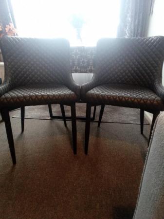 Image 3 of Dunelm grey faux leather chairs excellent condition