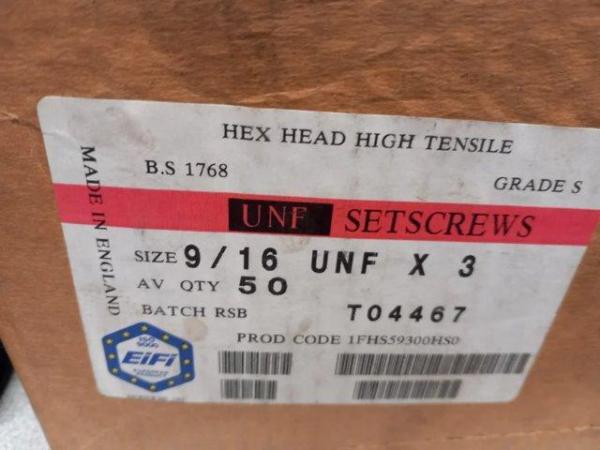 Image 2 of Hex Head High Tensile UNF Setscrews x 9/16 x 3 box 50