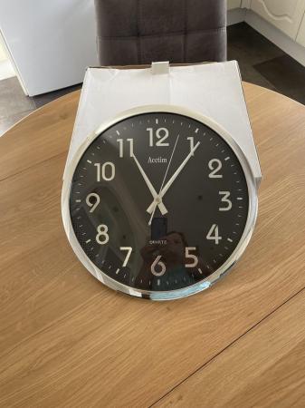 Image 1 of Black & Chrome Clock (New Boxed) - FREE!