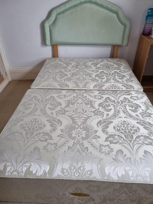 Preview of the first image of Small double divan bed, with drawers, mattress and headboard.