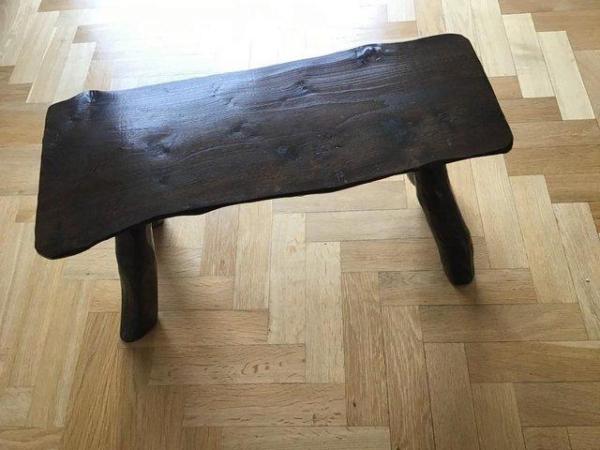 Image 1 of Handcrafted Vintage Rustic Wooden Bench Seat/Side Table