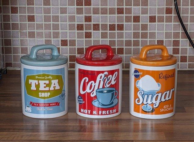 Preview of the first image of Lovely Retro Ceramic Tea, Sugar & Coffee Set.