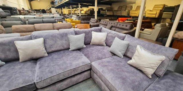 Image 8 of Emperor in Lucerne Silver mix fabric corner sofa