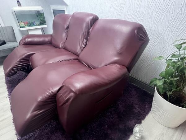 Image 3 of 3 seater brown electric recliner for sale