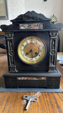Image 1 of Black Slate Mantle Clock