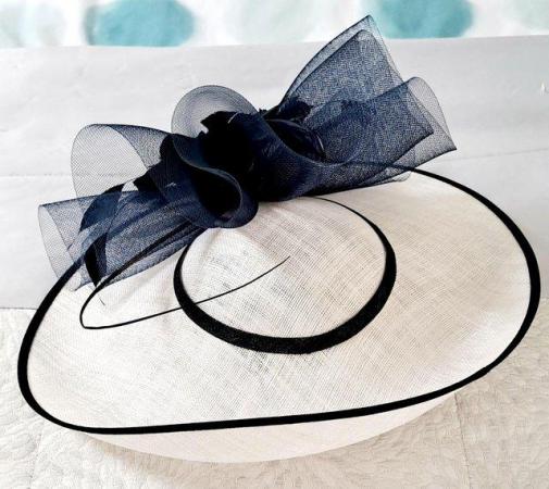 Image 3 of Ladies Beautiful Navy & White Wedding Hat
