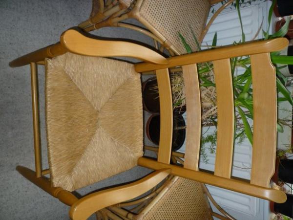 Image 2 of Pair of Carver chairs with Rattan seat.