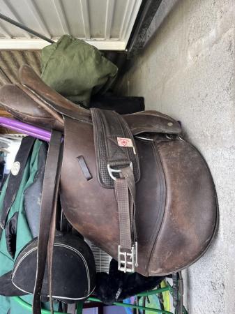 Image 2 of Meadow Creek English brown leather saddle