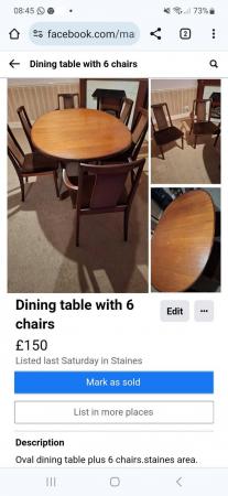 Image 1 of Oval Dining table and  six chairs