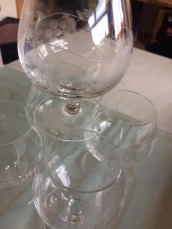 Image 3 of Retro Cut Glass  Brandy Glasses x 5