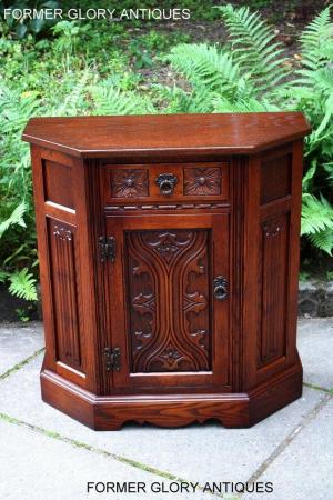 Image 17 of OLD CHARM TUDOR OAK CANTED HALL TABLE CABINET CUPBOARD STAND
