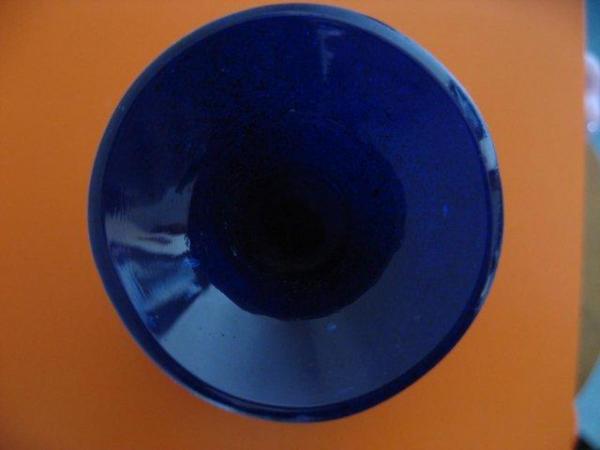 Image 2 of Glass Blown Vase Royal Blue - Overshot, which creates a text