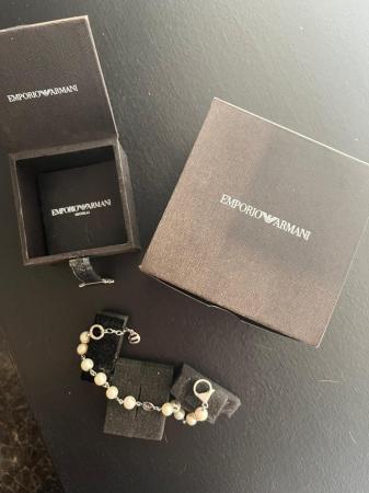 Image 1 of Emporio Armani silver and pearl bracelet