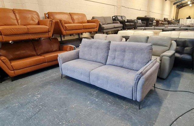 Image 2 of Bolzano grey fabric electric recliner 3 seater sofa
