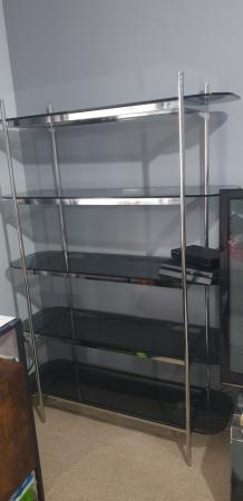 Image 1 of Chrome glass standing shelf unit