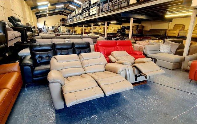 Image 14 of La-z-boy Staten cream leather sofa and chair