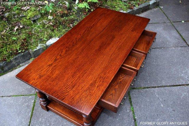 Image 53 of TAYLOR & Co STRESSED OAK THREE DRAWER POTBOARD COFFEE TABLE