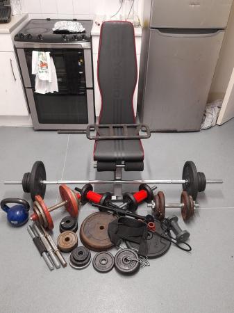 Image 3 of Weights set including bench