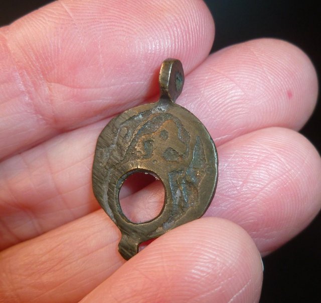 Preview of the first image of Ancient Antique Roman Byzantine Bronze Solar Pendant.