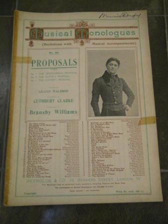 Image 1 of Vintage Sheet Music Musical Monologues No 95 - Proposals