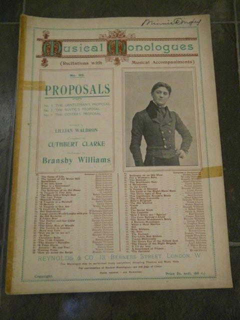 Preview of the first image of Vintage Sheet Music Musical Monologues No 95 - Proposals.