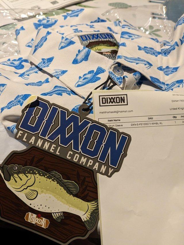 Preview of the first image of Fun Fish pattern mens shirt - DIXXON Flannel Company XL.