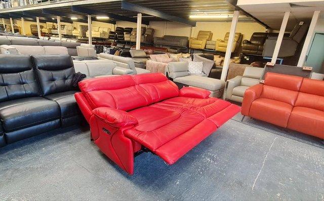 Image 6 of La-z-boy Raleigh red leather electric 3 seater sofa