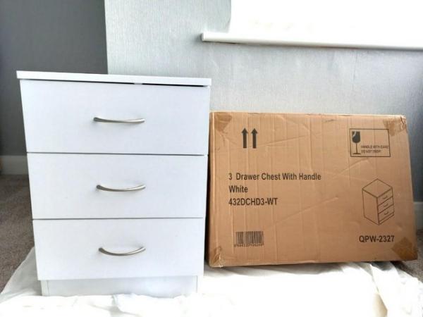 Image 1 of 2 x 3 Drawer Bedside Cabinets one still in box