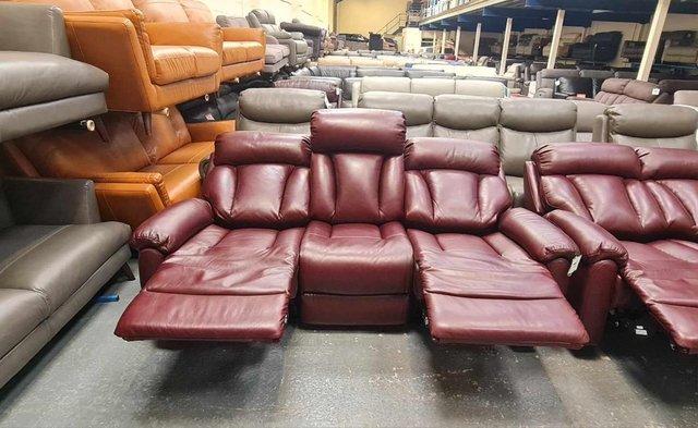 Image 8 of La-z-boy Georgina burgundy leather electric 3+2 seater sofas