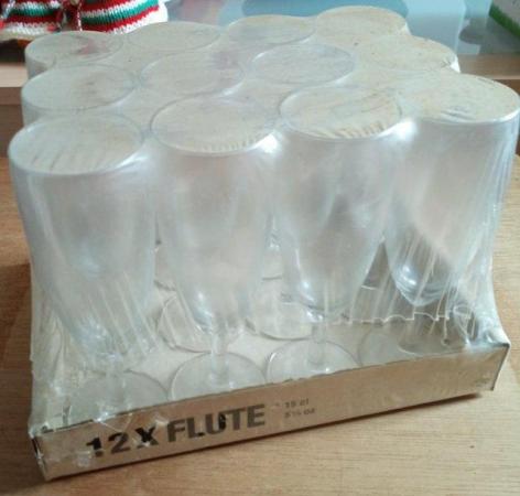 Image 1 of Set 12 short stem flute champagne glasses - unopened pack
