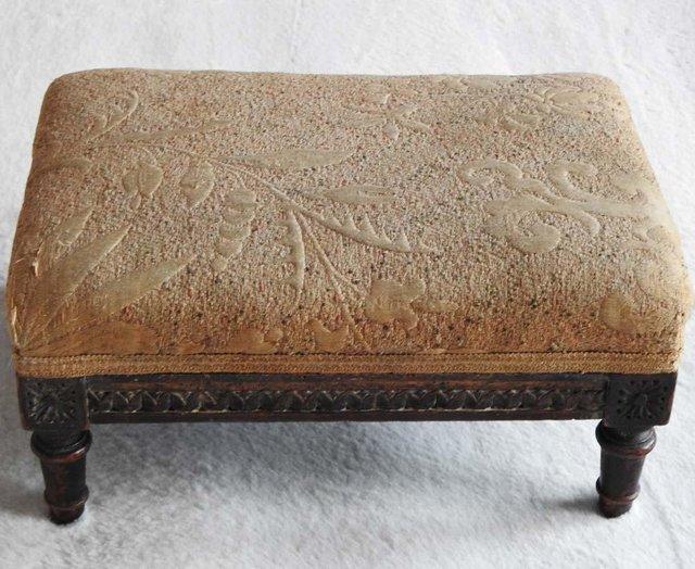 Preview of the first image of Antique Regency Upholstered Footstool.