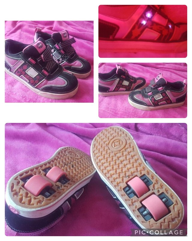 Preview of the first image of Heelys  X2 UK 2 EUR 34 Flashing Lights Black and pink.