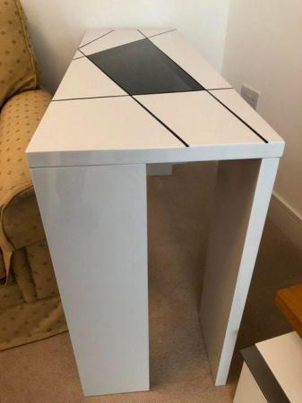 Image 3 of A Side/Console Table -White High Gloss with Black Glass