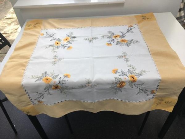 Image 1 of embroidered table cloths and napkins vintage