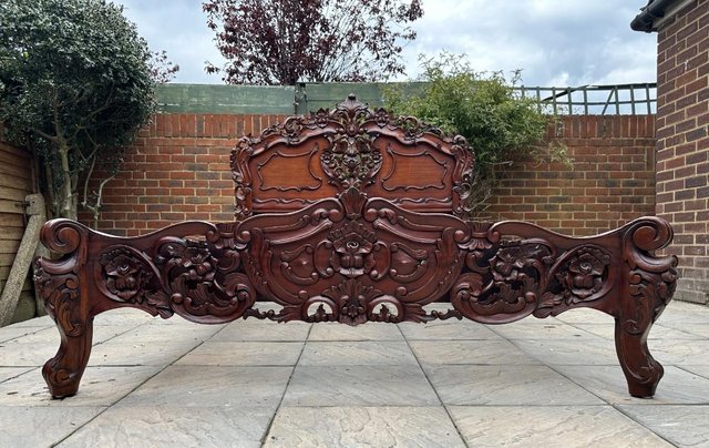 Image 3 of Masterpiece Rococo Ornate Hand Carved French King Bed Frame