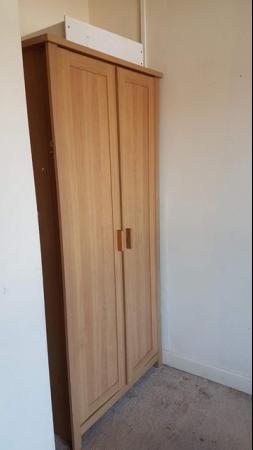 Image 3 of Tall Wooden 2 Door Wardrobe Freestanding Brown