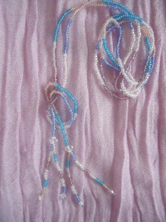 Image 3 of 2 different turquoise/turquoise mixed colour bead necklaces.