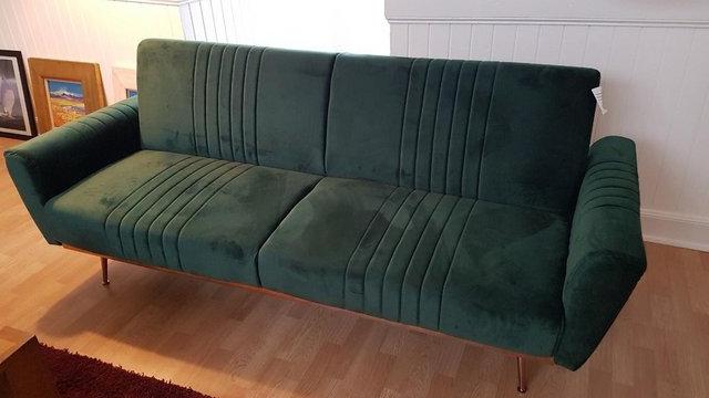 Image 1 of Sofa bed. Green velvet. As new.