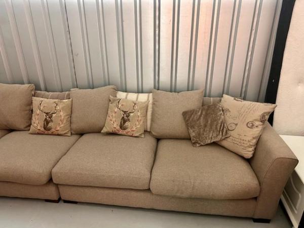 Image 2 of Large Beige Corner Sofa with Custions