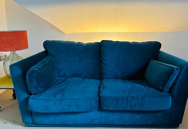 Image 2 of Beautiful 2-3 seater dark blue sofa AXMINSTER