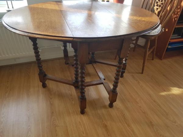 Image 2 of Antique Barley Twist Gate Leg Table and side table vgc.