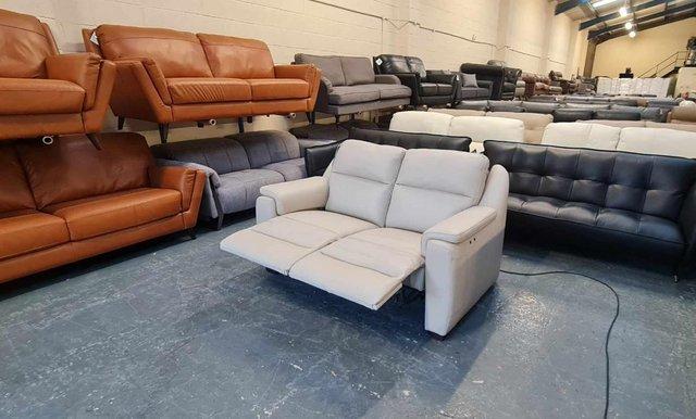 Image 12 of Parma/Strauss cream leather electric recliner 2 seater sofa